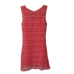 Hollister Bright Coral 100% Cotton Crocheted Lace Sleeveless Shift Mini Dress 1